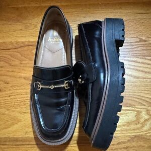 Black Loafers with Gold Accent